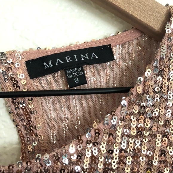 NEW MARINA Sequin Cocktail Dress Rose Gold/Pink 8 - Picture 4 of 5